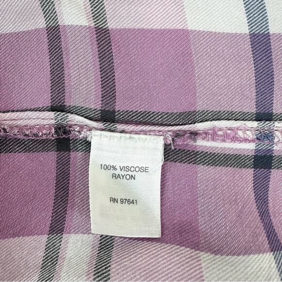 J.Jill Women’s Size MP Purple Plaid Rayon Button Down Shirt - Picture 11 of 13